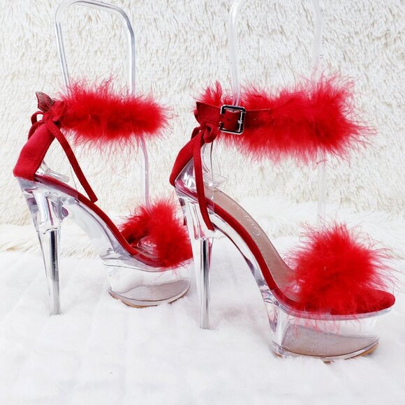 Marabou Feather Platform Shoes Sandals - Picture 1 of 15